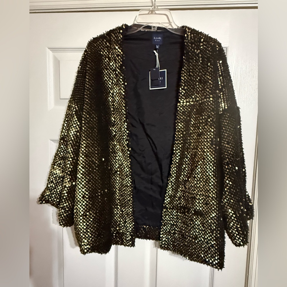 Kaari Blue Metallic Sequin Cardigan